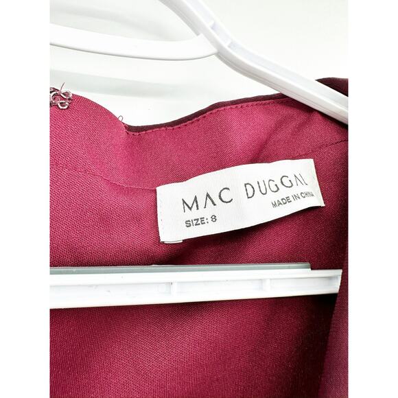 Mac Duggal 67848 Red Berry Faux Wrap Maxi Gown Beaded Bodice 8 NWT - Picture 5 of 8